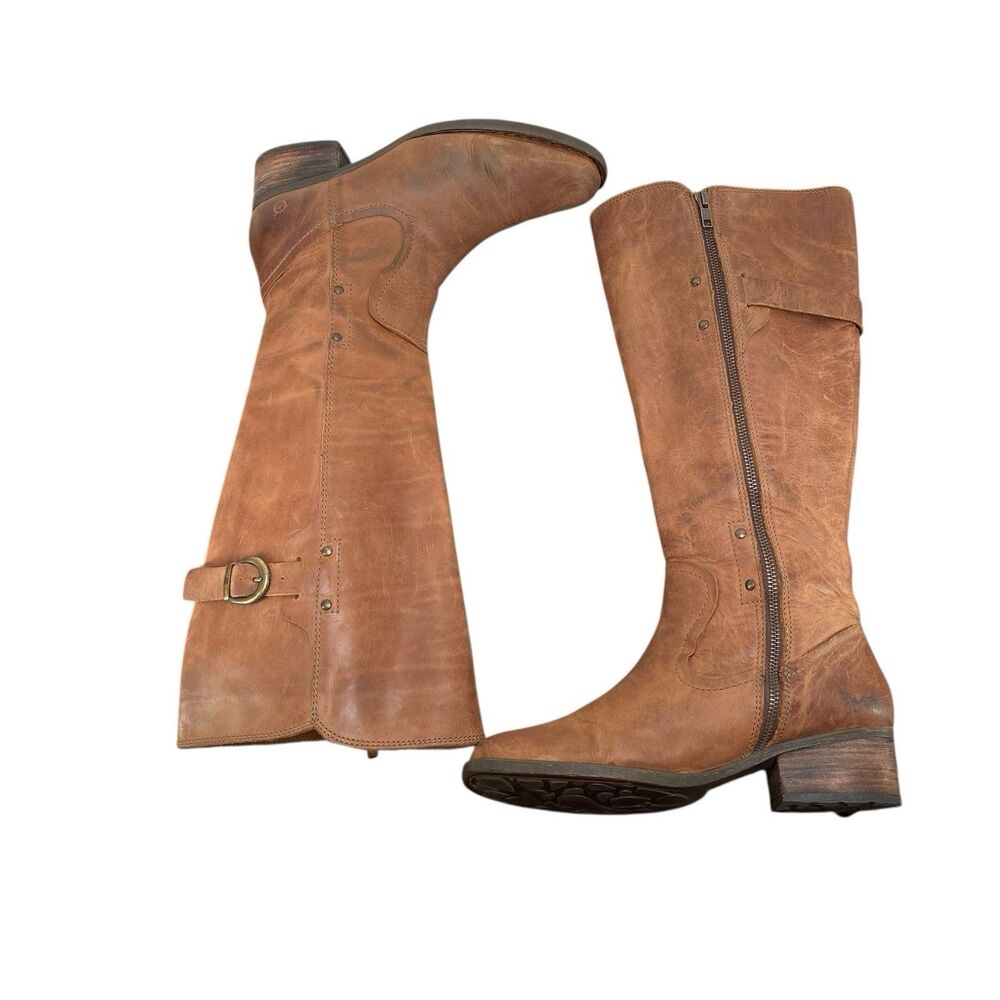 BORN Mercado Knee High Boot Women's Sz 9.5M Brown Leather Buckle - Picture 5 of 8